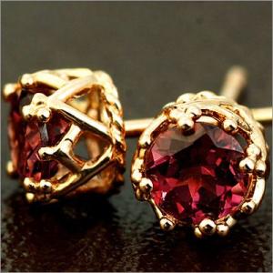 ロードライトガーネット 睡蓮 ピアス PT900 K18 K10対応 誕生石 1月