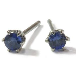 2.5ミリ ブルーサファイア スタッド ピアス PT900 K18 K10 対応 誕生石 9月
