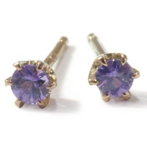 2.5ミリ ヴァイオレット サファイア スタッド ピアス PT900 K18 K10対応  おしゃれ...