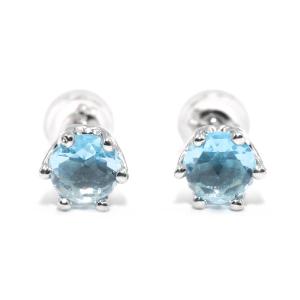 ピアス あすつく 5.0mm ラウンド ブルートパーズ エピコットカット お手軽ピアス  K10 ホワイトゴールド おしゃれ  誕生日プレゼント 女性 ギフト
