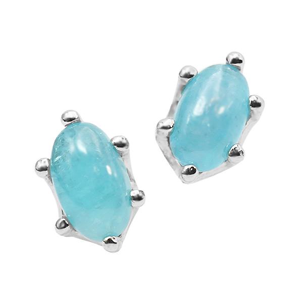 限定１ペア PT900 ブラジル産 パライバトルマリン オーバルカボション ミルククラウン セッティ...