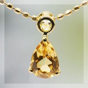 希少石 6×4ｍｍ インペリアルトパーズ ペアシェイプ ローズカットダイヤモンド ペンダント チェー...