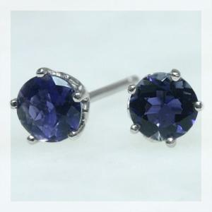 アイオライト 4ミリピアス PT900 K18 K10対応