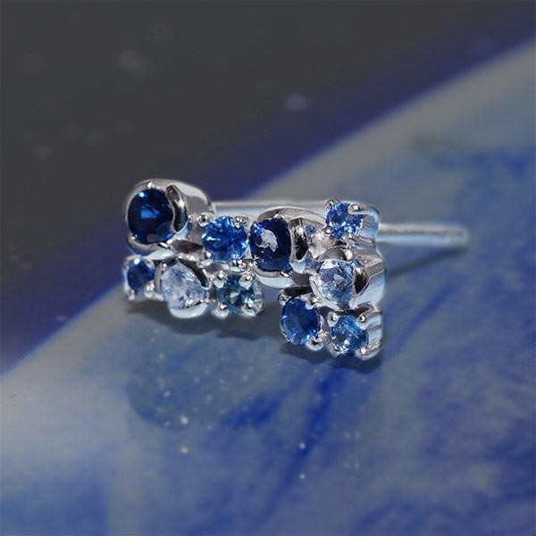 ブルーサファイア ピアス ネビュラ  誕生石 9月 PT900 K18 K10対応