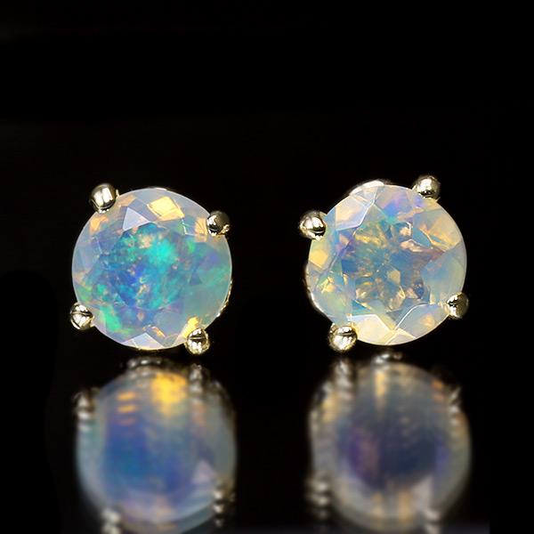 P+10％中 5mm エチオピアオパール ピアス 1ペア 両耳分 PT900 K18 K10対応