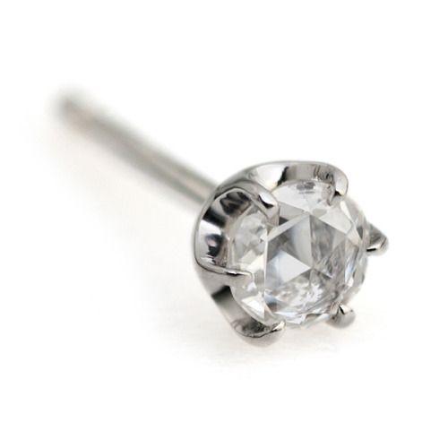 ローズカット ダイヤモンド ピアス K18 K10対応 片耳 シンプル オフィス 小ぶり おしゃれ ...