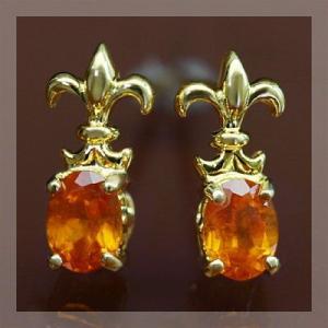 マンダリンガーネット リリーデコール ピアス PT900 K18 K10対応 誕生石 1月