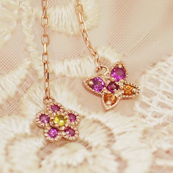 サファイア ローズカットダイヤピアス 花舞い PT900 K18 K10対応 誕生石 4月 9月