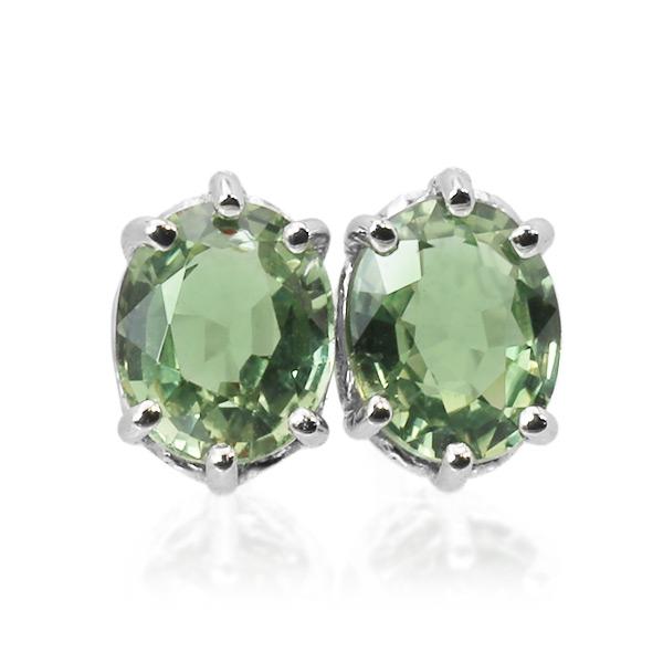 グリーンサファイア ピアス 1ペア 両耳分 PT900 K18 K10対応