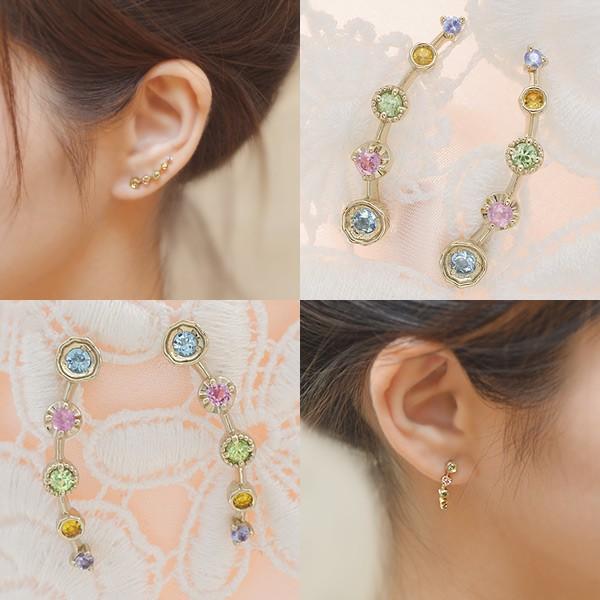 ノスタルジック フラワー カレイド マルチカラー ピアス PT900 K18 K10対応