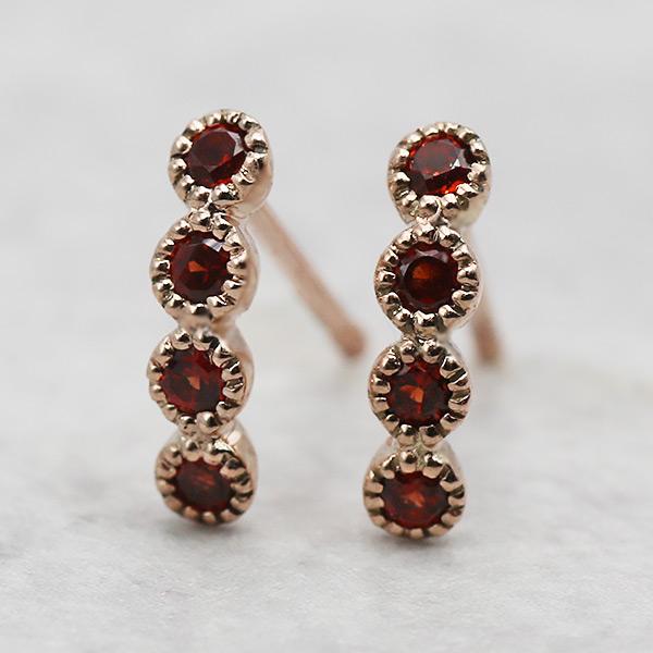 P+10％中 ガーネット ミル打ち アンティークデザイン ピアス 1ペア 両耳分 PT900 K18...