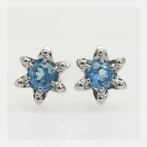 リリウム・ルベルム ブルートパーズピアス PT900 K18 K10対応  誕生石 11月