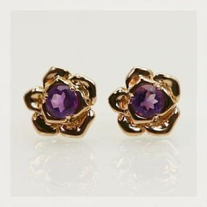 人気 ラブリーローズ アメシスト ピアス PT900 K18 K10対応 誕生石 2月