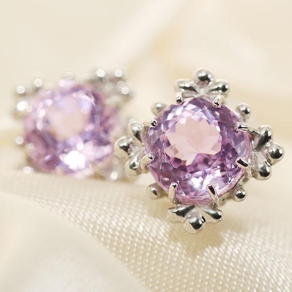 P+10％中 ピアス 上品クラシカル AAA 6mm クンツァイト ピアス 1ペア PT900 K1...