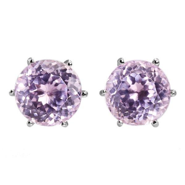 AAA 6mm クンツァイト ピアス アンモード 1ペア PT900 K18 K10対応 誕生石9月