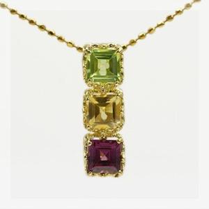 ペリドット シトリン ロードライトガーネット オープンワーク ペンダントトップ チェーン無し 誕生石...