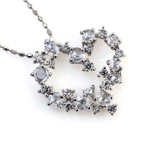 Noble Heart ローズカットダイヤｘダイヤペンダント（チェーン付）誕生石が選べます PT90...