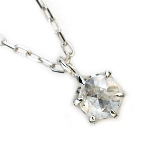 P+10％中 ローズカットダイヤモンド 1粒 ネックレス チェーン付   PT900 K18 K10...