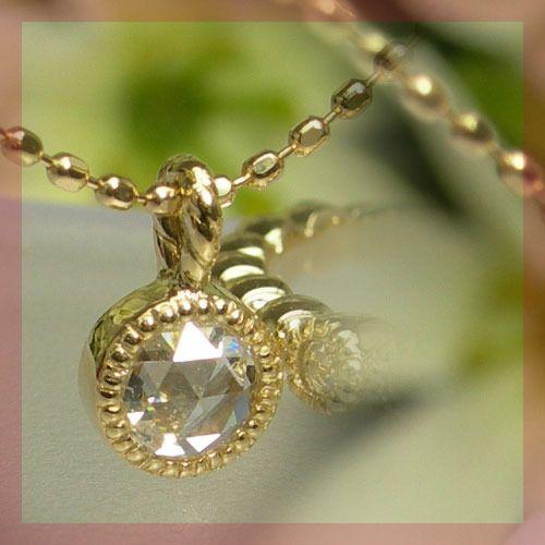 3.6ｍｍ ローズカットダイヤモンド ペンダント チェーン付き PT900 K18 K10対応 誕生...