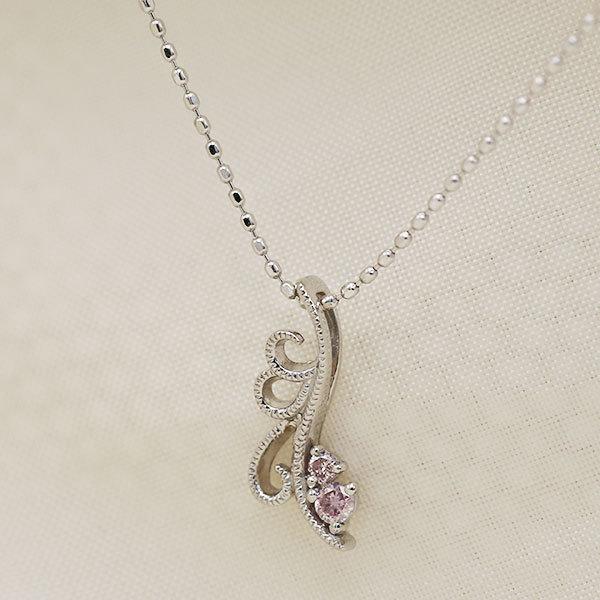 桜カラー ピンクダイヤモンド ペンダントトップ ヤドリギ チェーン無し PT900 K18 K10対...