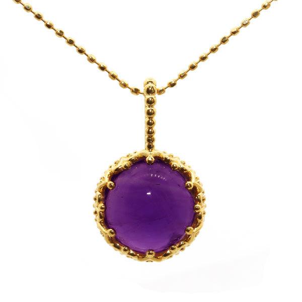 ネックレス アメシスト カボション ペンダントトップ ハートレースワーク 誕生石 2月 PT900 ...