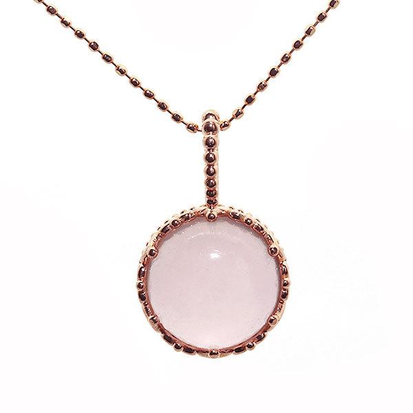 ネックレス ローズクォーツ カボション ペンダントトップ ハートレースワーク PT900 K18 K...