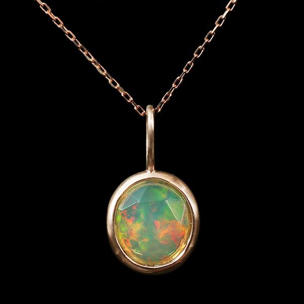 限定１本 K10PG エチオピアオパール ローズカット ペンダントトップ 誕生石10月