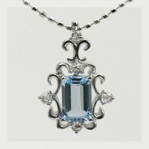アール リーニュ アクアマリン ローズカットダイヤペンダントトップ チェーン無し 誕生石 3月 PT...