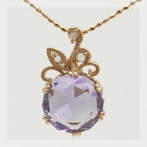 彩りをひとしずく ライトアメシスト ローズカットダイヤペンダントトップ チェーン無し 誕生石 2月 ...