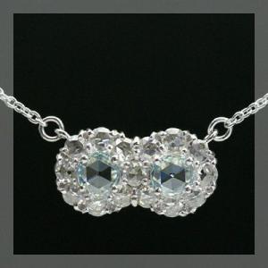 ブルートリートローズカットダイヤモンドペンダント（チェーン付き） 誕生石 4月 PT900 K18 ...