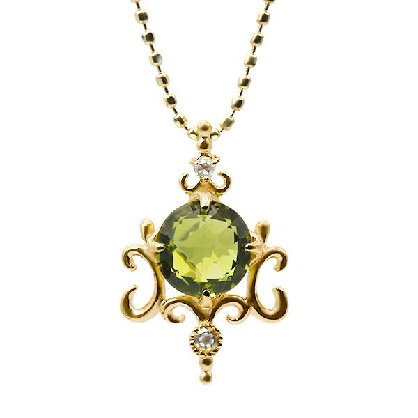 ペリドット ダブルチェッカー ローズカットダイヤ ペンダントトップ シャンデル PT900 K18 ...