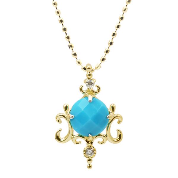 ターコイズ ダブルチェッカー ローズカットダイヤ ペンダントトップ シャンデル PT900 K18 ...