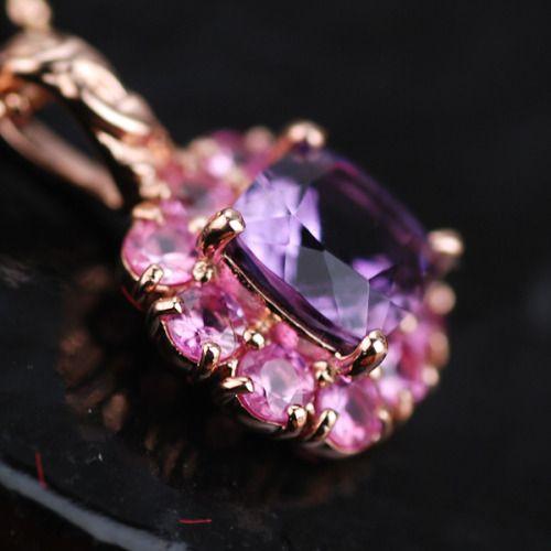 ペンダント アメシスト ピンクサファイア ペンダント 花の色のハーモニー トップ 誕生石 2月 9月...