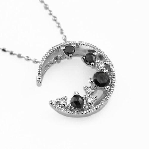 ブラックダイヤ ダイヤモンド ペンダントトップ 月 誕生石 4月 PT900 K18 K10対応