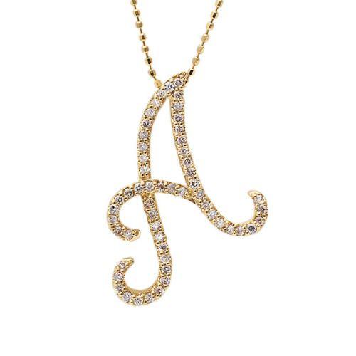 ダイヤモンド イニシャル ペンダントトップ Ａ  誕生石 4月 PT900 K18 K10対応