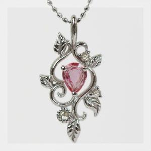 パパラチアカラーサファイア ローズカットダイヤモンドナチュラルデザインペンダントトップ チェーン無し...