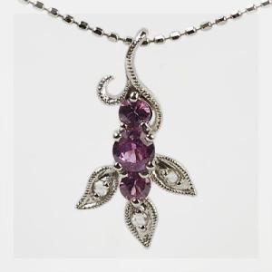 P+10％中 ヴェリータ ヴァイオレットサファイア ローズカットダイヤモンド ペンダントトップ チェ...