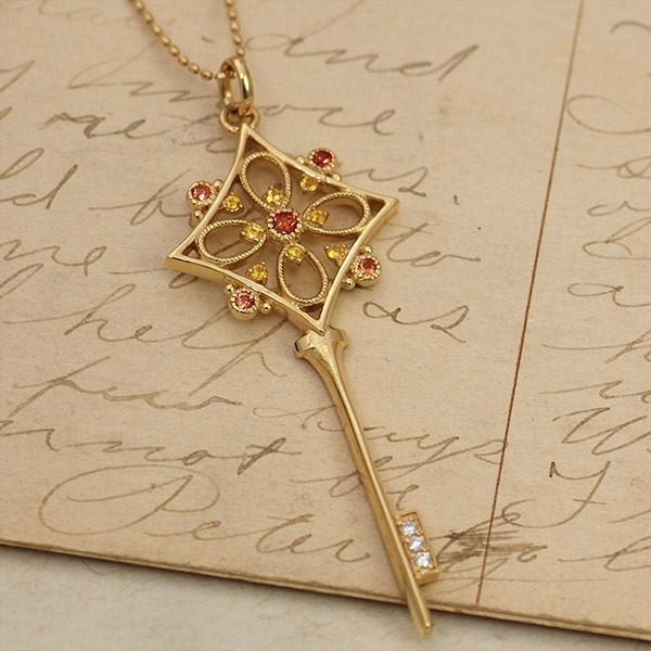 P+10％中 サファイア ダイヤモンド鍵ペンダントトップ クラシックキー PT900 K18 K10...