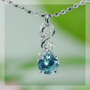 ブルージルコン ヴィーナスライン”ダイヤモンドペンダントトップ 誕生石 4月 PT900 K18 K...
