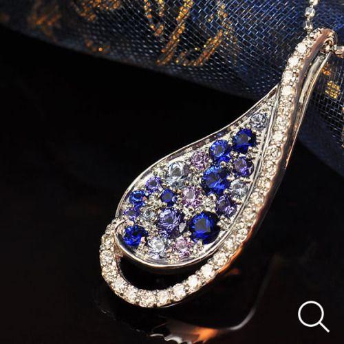 P+10％中 グリッタードロップ サファイアペンダントトップ  PT900 K18 K10対応  誕...