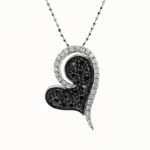 ブラックダイヤ ダイヤモンドペンダント グリッターハート  PT900 K18 K10対応 誕生石 ...