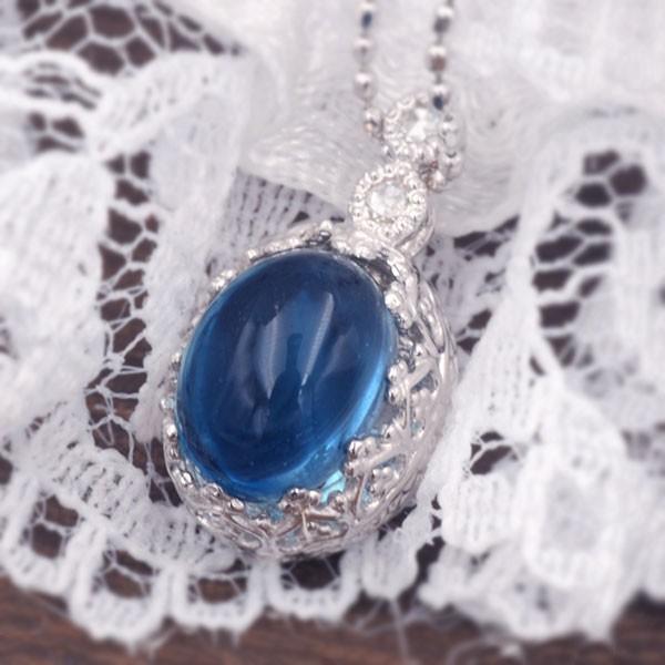 ロンドンブルートパーズ ローズカットダイヤ ペンダントトップ レースアンティーク PT900 K18...