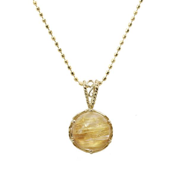 新作先行販売20%OFF 数量限定 8mm ルチルクオーツ ペンダントトップ ボンボンクルール チェ...