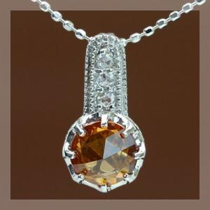 P+10％中 大人の肌に良く似合う オレンジサファイアローズカットペンダントトップ チェーン無し 誕...