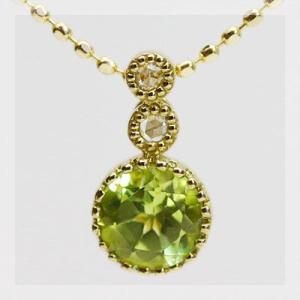 ペリドット ローズカットダイヤ アンティーク ペンダントトップ 誕生石 4月 8月 PT900 K1...