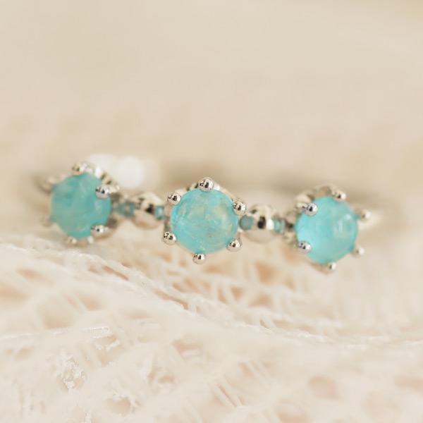 数量限定 ブラジル産 パライバトルマリン カボション スタッキング リング PT900 K18 K1...