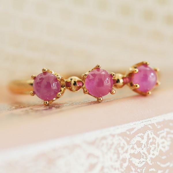 P+10％中 数量限定 ピンクサファイア カボション スタッキング リング PT900 K18 K1...