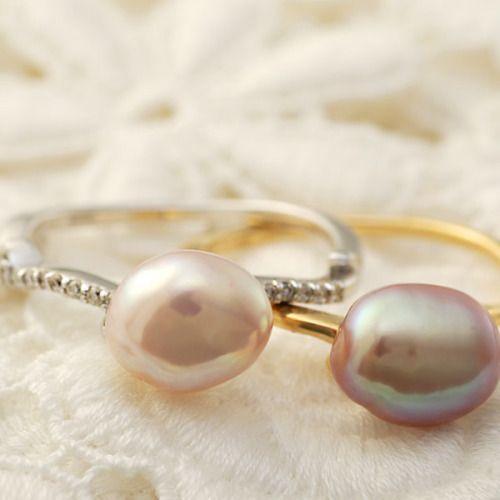 バロック湖水真珠 いばら リングorバロック湖水真珠 いばら ダイヤモンドリング 誕生石 4月 6月