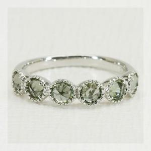 ローズカットグリーンサファイアアンティークデザインリング 誕生石 9月 PT900 K18 K10対...