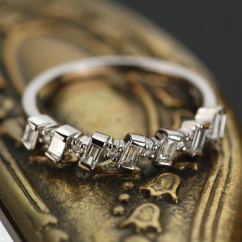 ポイント10％中 バゲットカットダイヤモンド ローズカットダイヤモンド リング PT900 K18 ...